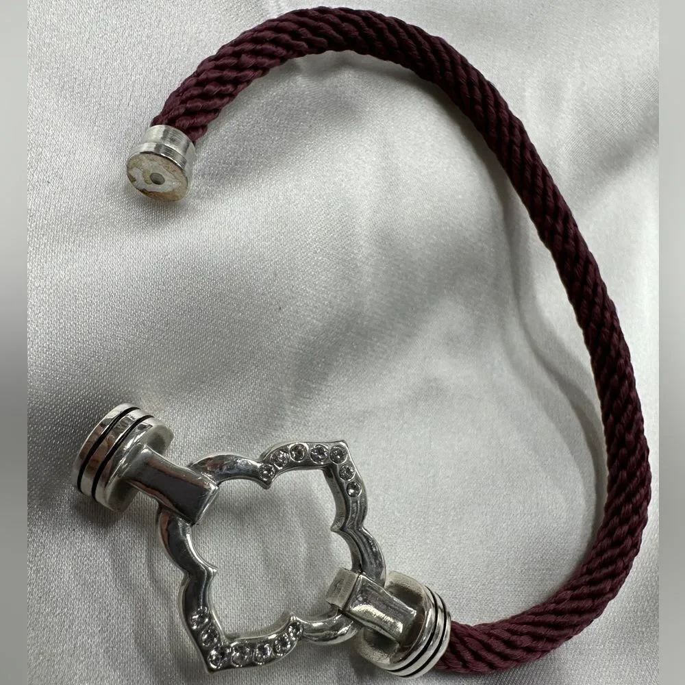 Brighton Burgundy Rope Bracelet with Silver-Tone Clasp & Crystal Accents